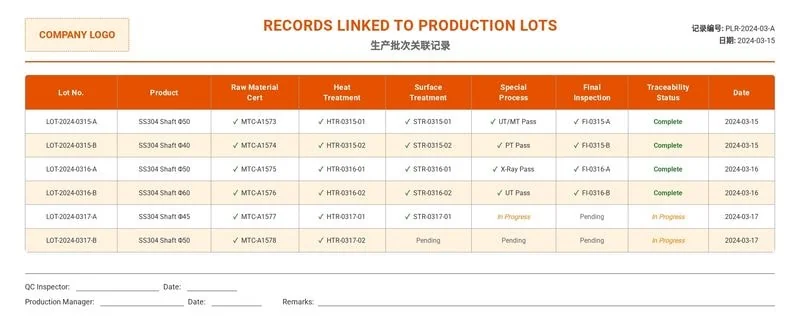 Manufacturing traceability system