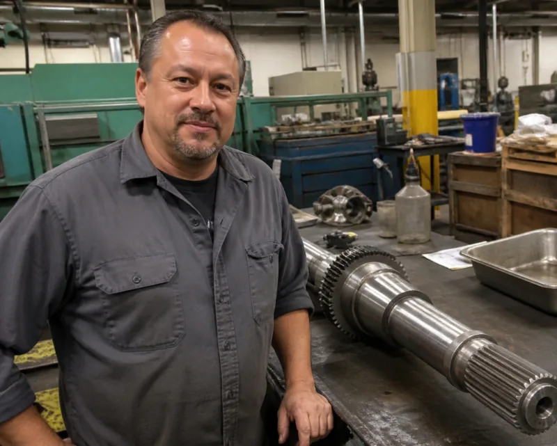 Engineering Manager during routine inspection in a working custom transmission shaft factory
